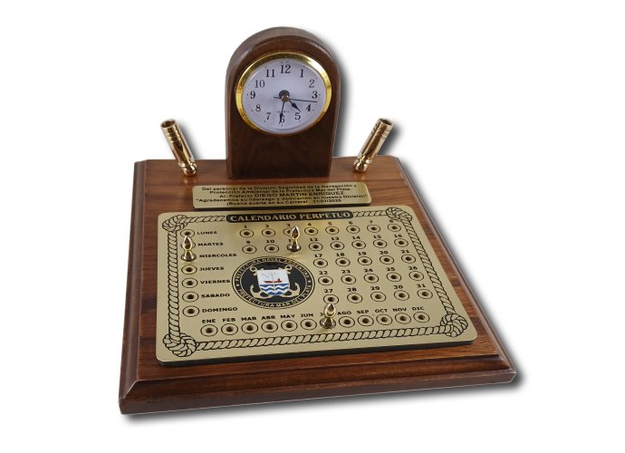 186 Calendario con portalapiceras y reloj Pref Mar del Plata 22x25 cm